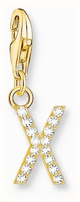 Thomas Sabo Charm Pendant Letter X With White Stones Gold Plated 1987-414-14