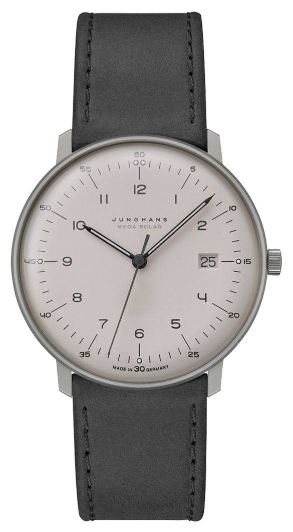 Junghans 59/2023.02 Max Bill MEGA Solar | Dark grey Leather Watch