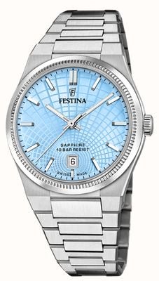 Festina Swiss Made Rivé Quartz (40mm) Light Blue Dial / Stainless Steel Bracelet F20051/3