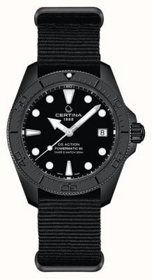 Certina DS Action Diver Powermatic 80 (38mm) Black Dial / Black NATO Strap C0488073805100
