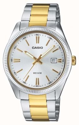 Casio MTP Series Analogue Quartz (38.5mm) Silver Sunray Dial / Two-Tone Stainless Steel Bracelet MTP-1302PSG-7AVEF