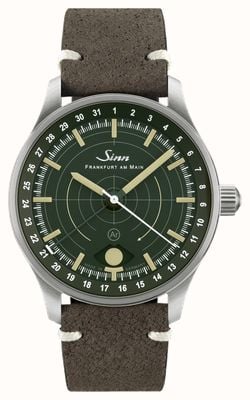 Sinn 308 Hunting Watch (40mm) Dark Green Dial / Grey Nubuck Boar Leather Strap 308.010 GREY LEATHER