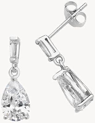SILVER DOUBLE CZ DROP EARRINGS G51120