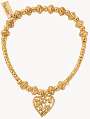 ChloBo Pattern Noodle Disc Starry Heart Gold-Plated Bracelet GBHNCD3381
