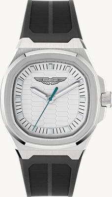 Aston Martin GPQ Icon Quartz (40mm) White Dial / Black Silicone Strap Watch MTIG1F502