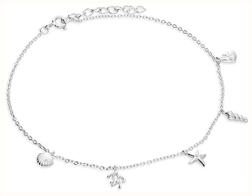 James Moore CME Sterling Silver 'Under The Sea' Charm Anklet 22-25cm H3218/S