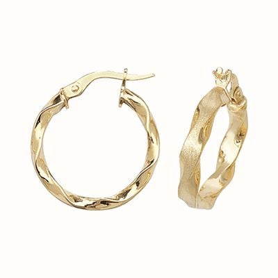 James Moore TH 9CT YEL GOLD 15MM HOOP EARRINGS ER964-15