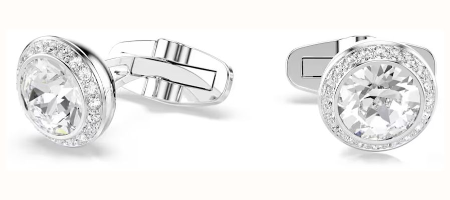 Swarovski Una Angelic cufflinks, Round cut, White, Rhodium plated 5761046