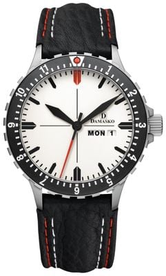 Damasko DK45 Day/Date Automatic TOP (40mm) Luminova C1 White Dial / Black Leather Double-Stitch Strap DK45