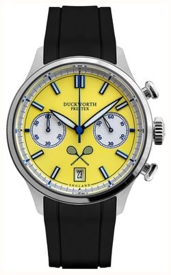 Duckworth Prestex Lostock Quartz Chronograph (40mm) Yellow Tennis Dial / Black Rubber Strap D547-09 AR