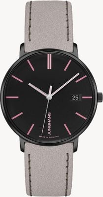 Junghans FORM Damen | Black Dial | Grey Leather Strap 47/4256.00