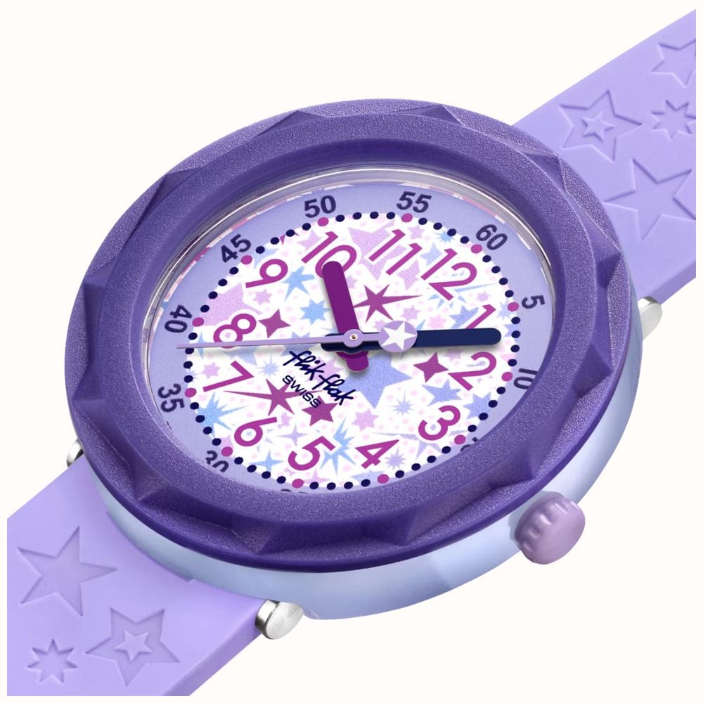 Flik Flak Children's Girls Purple GALOXOLOGY Themed Silicone Strap Quartz FCSP135 - alternate view 2