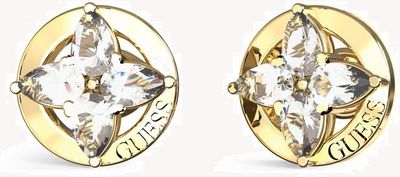 Guess Secret Garden Crystal flower stud earrings UBE06040YGWH