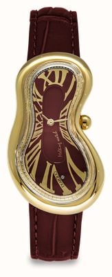 Exaequo Melting Watch Classic PVD Yellow Gold (28mm) Italian Burgundy Dial / Italian Burgundy Croco Leather Strap EX 0002.0006
