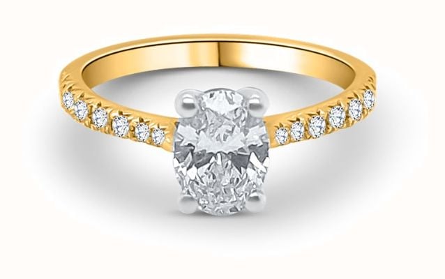 hockley mint 18ct Yellow Gold Platinum head Lab grown diamond Oval D Vs2 1.00ct  1.21ctl J56753