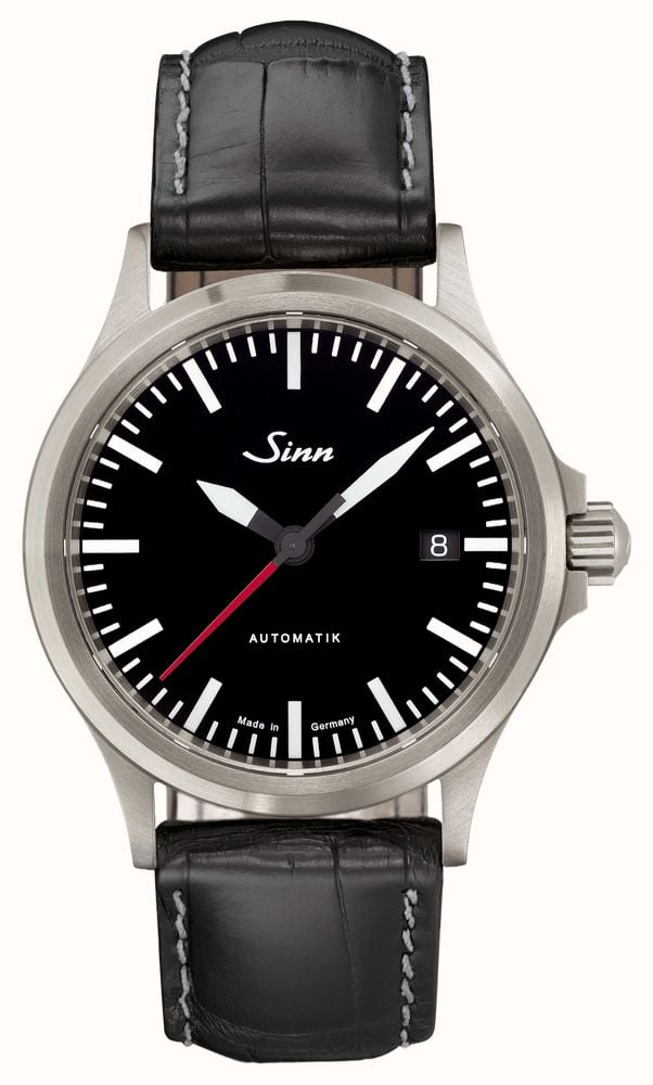 Sinn 556.0106 BLACK ALLIGATOR EMBOSSED WHITE STITCH
