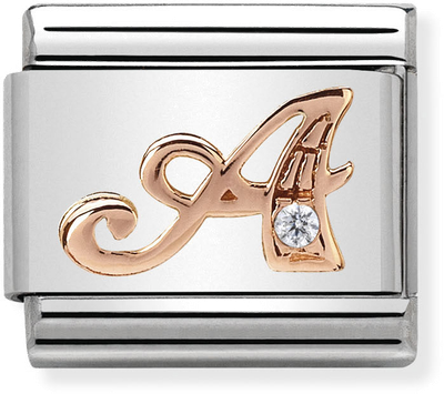 Nomination Classic Letter A 9ct Rose Gold & Steel Charm 430310/01