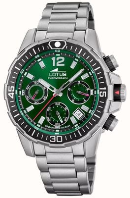 Lotus Sport Chronograph (45.4mm) Green Sunray Dial / Stainless Steel Bracelet L18977/3