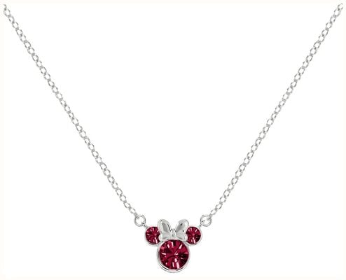 Disney Minnie Mouse July Cz Ruby Birthstone 16" Silver Neclace N905424SJUYL-16.PH