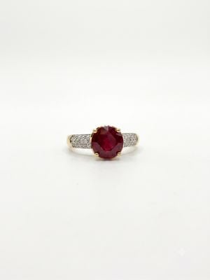 18ct Yellow Gold 1.75ct Ruby & Diamond 0.40ct Ring Pave Set J8224