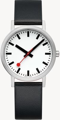 Mondaine Classic (36mm) White Dial / Black Vegan Grape Leather Strap A660.30314.16OMV