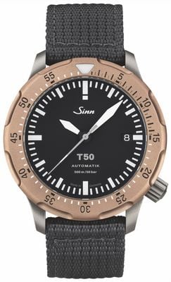 Sinn T50 GBDR Titanium (Goldbronze 125 Bezel) Black Textile Strap 1052.020