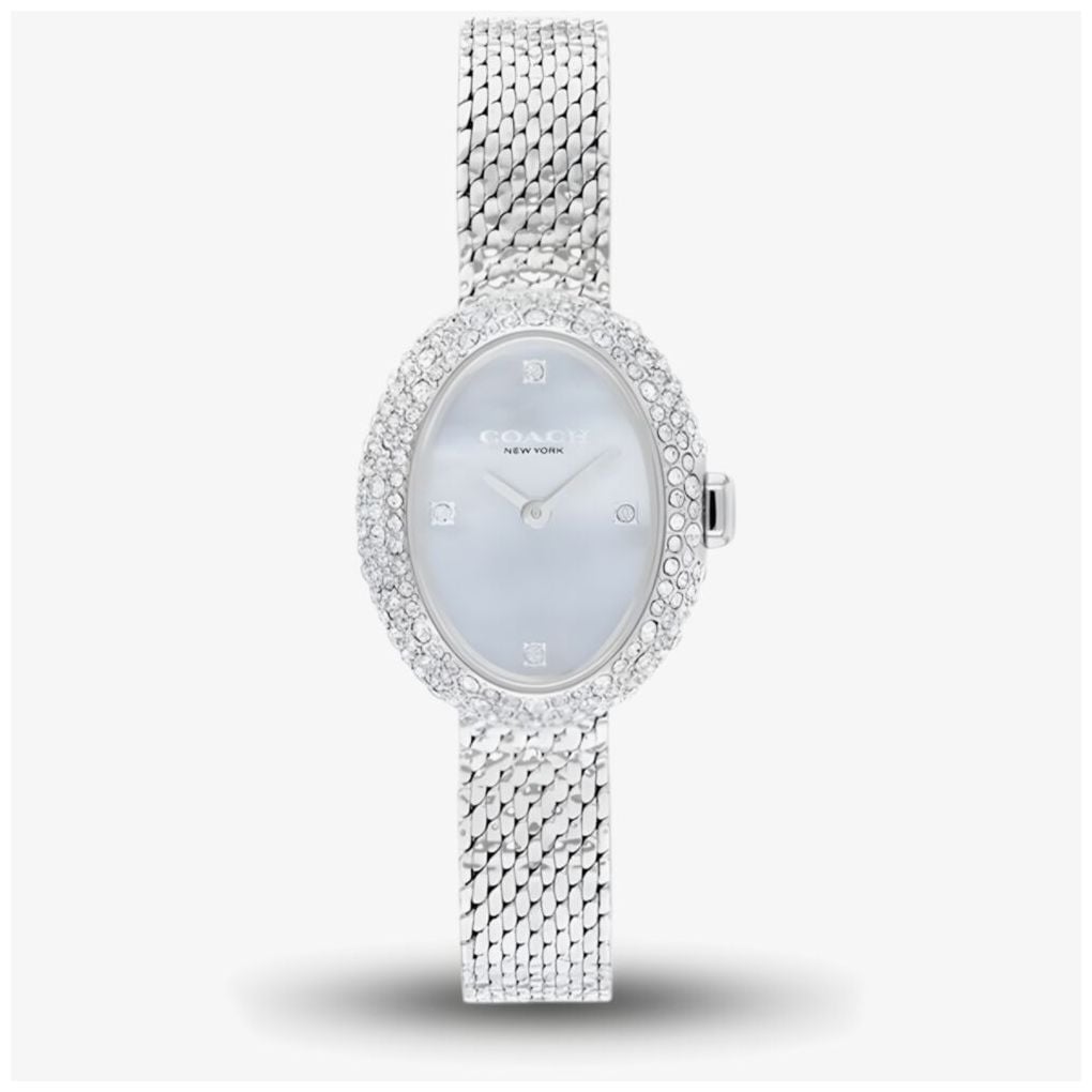 Coach 14504689 Ladies Sammy Light Blue Dial Crystal Set Oval Watch