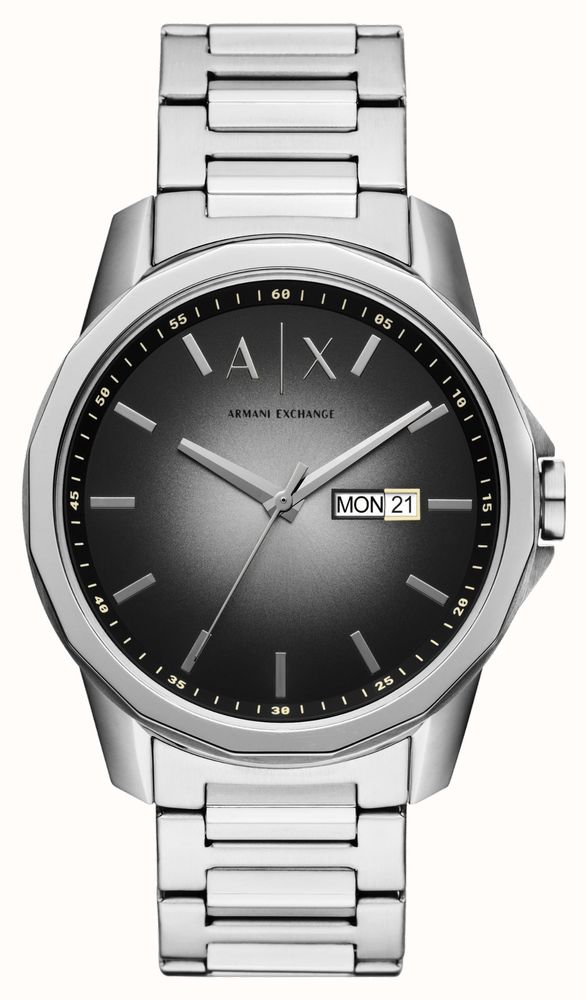 Armani Exchange Day-Date Quartz (44mm) Grey Sunray Dial / Stainless ...