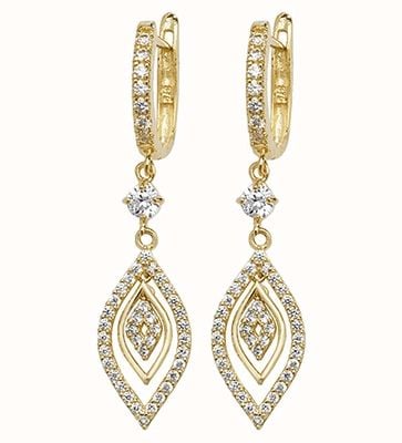 James Moore TH 9k Yellow Gold Cubic Zirconia Drop Earrings ER1097