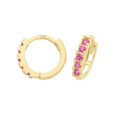 Treasure House ER1179R 9ct Yellow Gold Pink Cubic Zirconia Jewellery