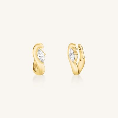 Rosefield Jewellery Marquise Wave Gold Plated Stainless Steel Hoops JEMWG-J1299