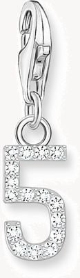 Thomas Sabo Silver Charm Pendant Number 5 With Cubic Zirconia 2129-051-21