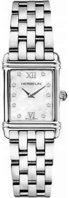 Herbelin Women's Art Déco (20mm) White Mother-of-Pearl Dial / Stainless Steel Bracelet 17478B59