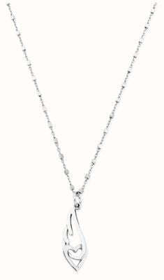 ChloBo Delicate Cube Chain Interlocking Heart And Angel Wing Necklace Sterling Silver SNDC3238