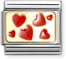 Nomination Classic PLATES Steel Enamel And 18ct Gold Hearts Charm 030284/59