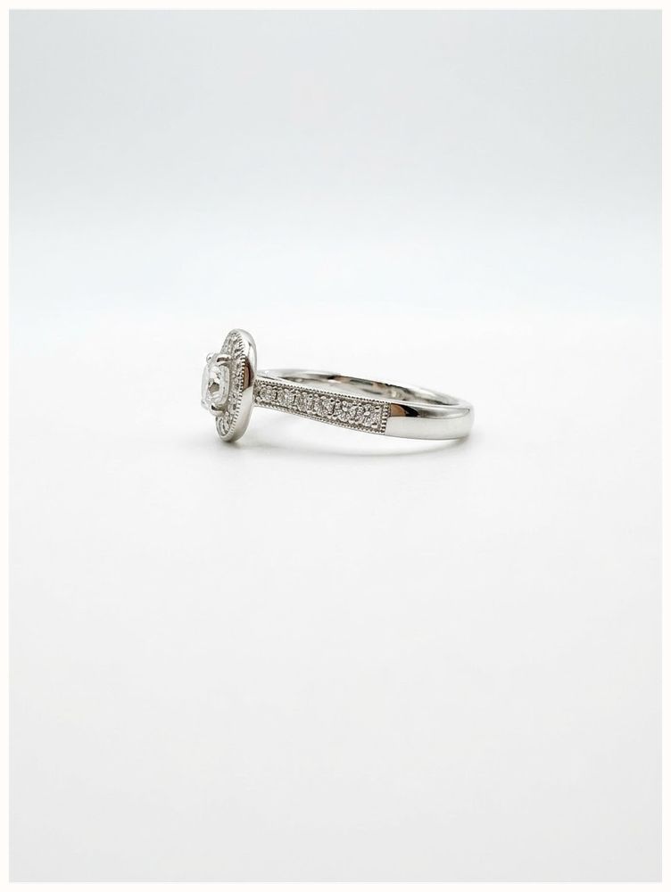 Round Brilliant Natural Diamond Platinum Halo Ring J62058 - alternate view 2