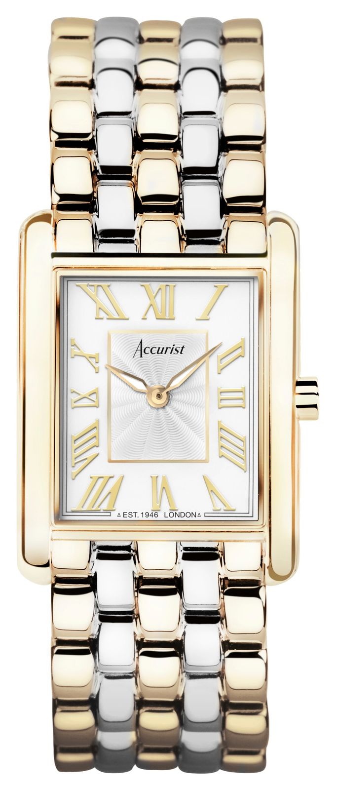 Accurist 71009 Rectangle Womens | White Dial | Two Tone Watch