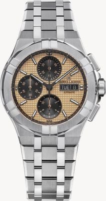 Maurice Lacroix AIKON Automatic Chronograph (42mm) Gold Clous De Paris Dial / Stainless Steel Bracelet Watch AI6218-SS002-530-1