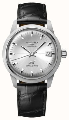 LONGINES Ultra-Chron Classic Automatic Chronometer (40mm) Sunray Silver Dial / Black Alligator Leather Strap L29374722