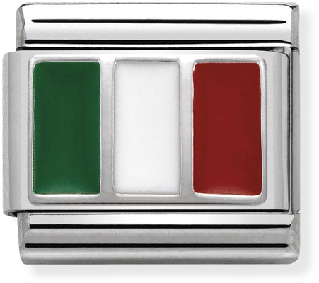 Nomination Classic Italy Flag Enamel Sterling Silver & Steel Charm 330207/16