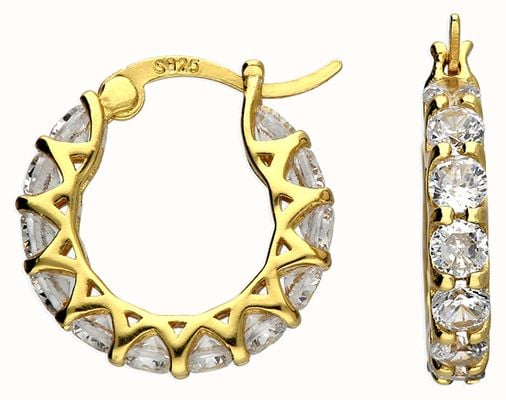 Gold Plated CZ Circle Creole Hoop Earrings H6079/Y