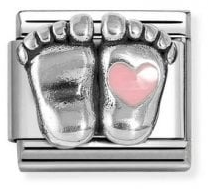 Nomination Classic Pink Baby Feet Heart Sterling Silver Charm 330204/31