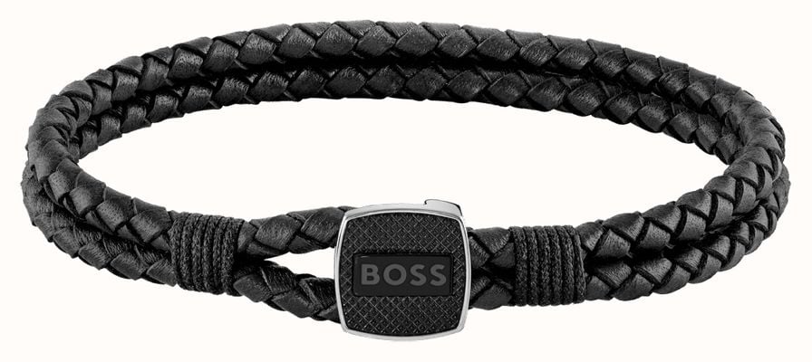 BOSS Jewellery Seal Black Leather Bracelet 180mm 1580047M