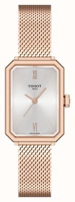 Tissot SRV Quartz (21.8mm) Silver Sunray Dial / Rose Gold PVD Stainless Steel Mesh Bracelet T1601103303300