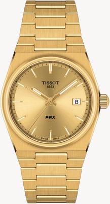 Tissot PRX Quartz (35mm) Gold Sunray Dial / Gold PVD Stainless Steel Bracelet T1372103302100