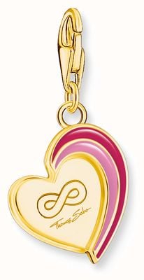 Thomas Sabo Ladies Gold-Plated Charm Pendant In Heart-Shape With Engraving 2117-427-10