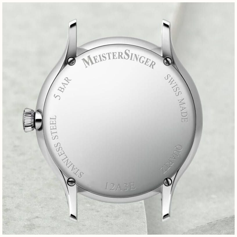 MeisterSinger Yaara Q (36mm) Silver Patterned Dial / Wine Red Textile Strap Watch YAQ901GD - alternate view 2