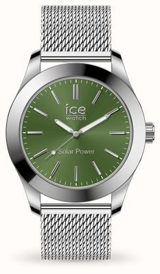 Ice-Watch Steel Solar (40.5mm) Green Dial / Stainless Steel Mesh Bracelet 023796