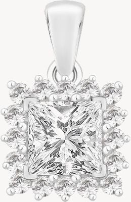 Perfection Crystals Princess Cut Pendant With Surround (1.15ct) P5488-SK