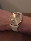 Customer picture of Garmin Vivomove Trend Peach Gold Stainless Steel Bezel With Ivory Case And Silicone Band 010-02665-01
